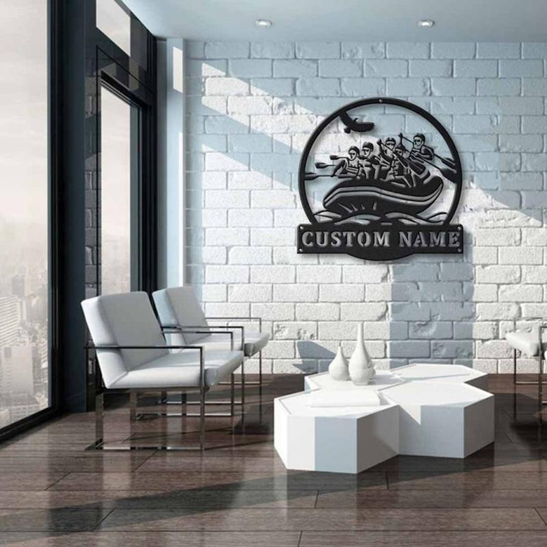 Personalized Rafting Monogram Metal Sign Art , Custom Rafting Metal Sign, Rafting Lover Sign Decoration For Living Room