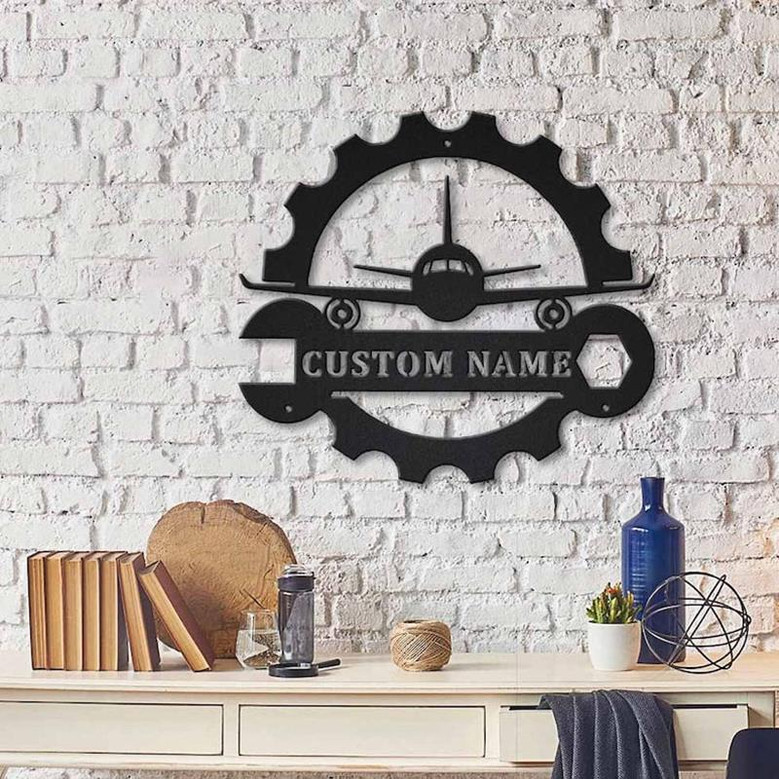 Personalized Aircraft Mechanic Monogram Metal Sign | Custom Aircraft Mechanic Metal Sign | Hobbies Gifts | Birthday Gift