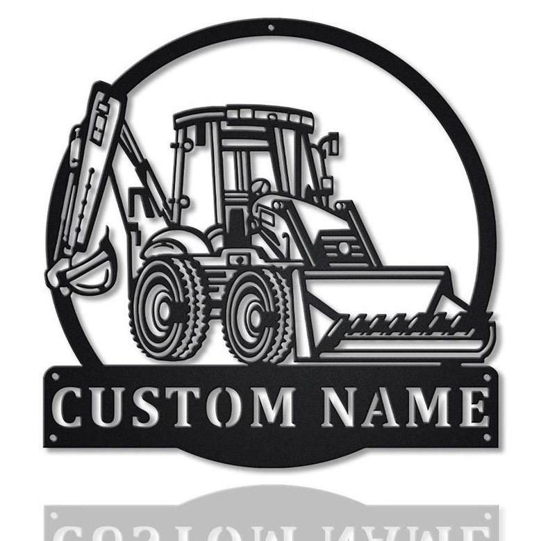Personalized Backhoe Loader Truck Monogram Metal Sign Art, Custom Backhoe Loader Truck Metal Wall Art