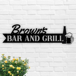 Custom Bar Sign | Home Bar Sign | Man Cave Sign | Bar and Grill Sign | Backyard BBQ | Metal Sign | Anniversary Gift | Gifts for Dad