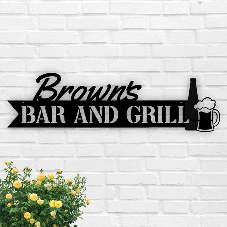 Custom Bar Sign | Home Bar Sign | Man Cave Sign | Bar and Grill Sign | Backyard BBQ | Metal Sign | Anniversary Gift | Gifts for Dad