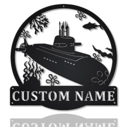 Personalized Submarine Monogram Metal Sign Art | Custom Submarine Metal Sign | Hobbie Gifts | Sport Gift | Birthday Gift
