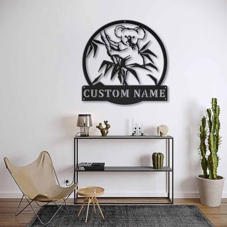 Personalized Koala Bear Monogram Metal Sign Art ,Custom Koala Bear Metal Sign, Koala Bear Lover Sign Decoration For Living Room