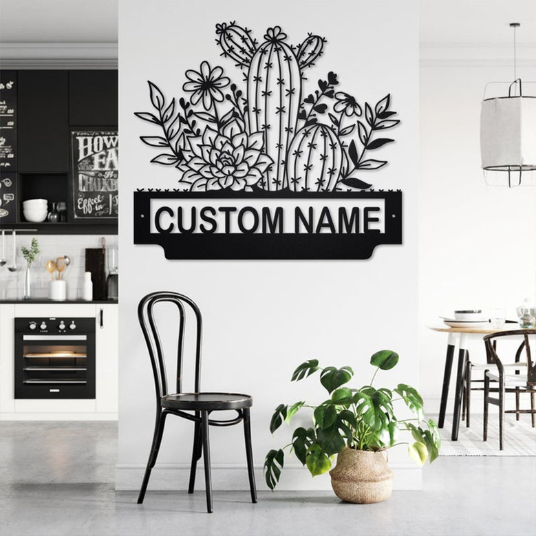 Custom Cactus Flower Metal Wall Art, Personalized Cactus Name Sign Decoration For Room, Cactus Metal Home Decor, Custom Cactus Flower,Cactus