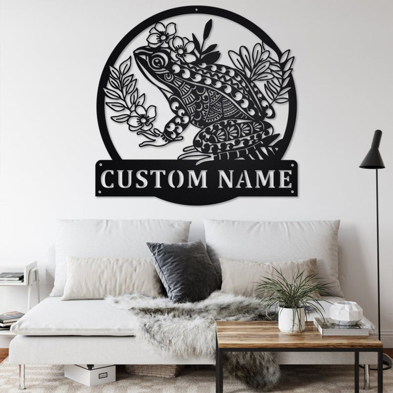 Custom Mandala Frog Metal Wall Art, Personalized Frog Name Sign Decoration For Room, Frog Metal Home Decor, Custom Frog, Frog Metal Decor