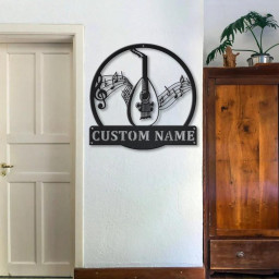 Personalized Lute Monogram Metal Sign Art | Custom Lute Monogram Metal Sign | Musical Instrument Gift | Music Gift