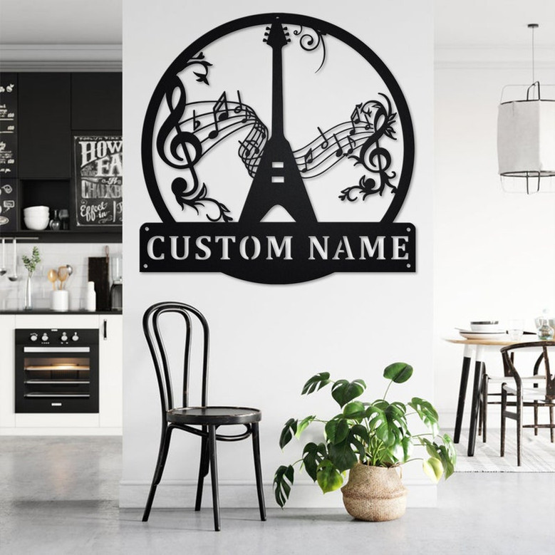 Custom Flying V Guitar Metal Wall Art, Personalized Flying V Guitarr Name Sign Decoration For Room, Flying V Guitar Home Decor,Custom Guitar