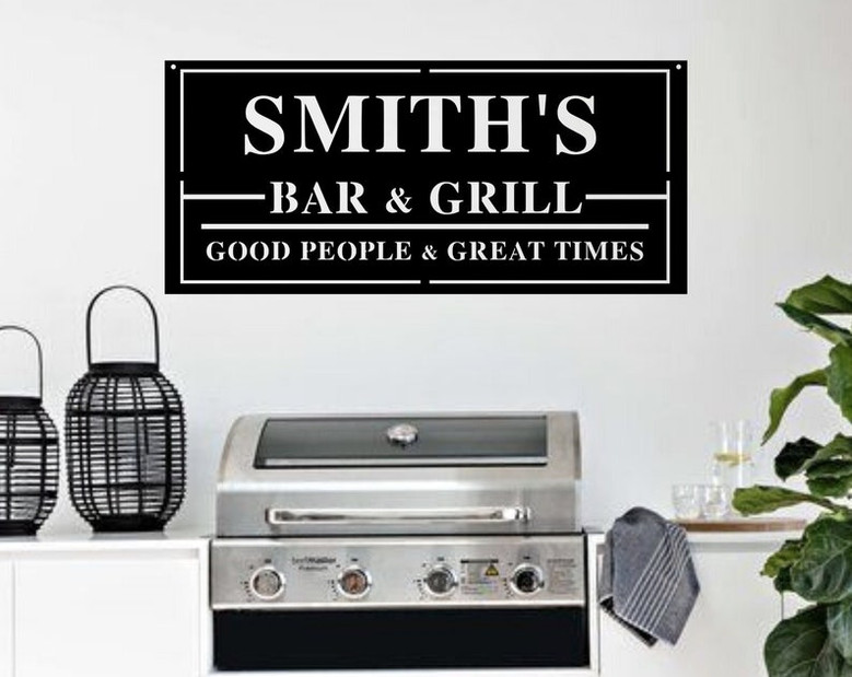 Backyard Bar and Grill Custom Sign-Personalized Backyard BBQ Metal Sign-Family name Bar and Grill Metal Sign-Custom Bar Sign