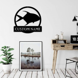 Personalized Florida Pompano Fishing Monogram Metal Sign Art Custom Florida Pompano Metal Sign Fishing Lover Sign Decoration For Living Room
