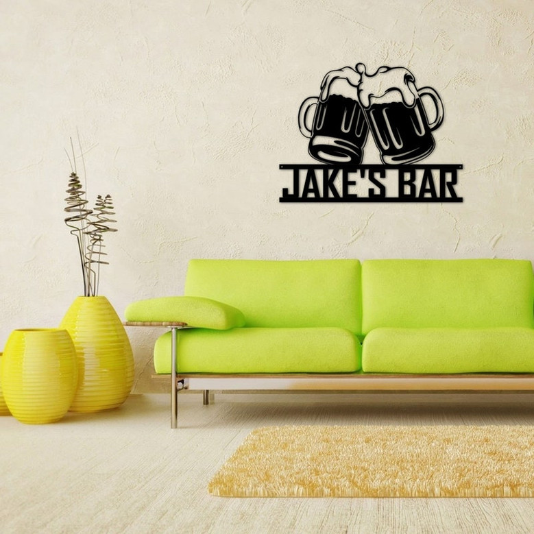 Beer Mug Metal Sign, Custom Bar Theme Sign, Cheers, last name sign, bar sign, bar customized sign, basement bar signs, beer mug sign