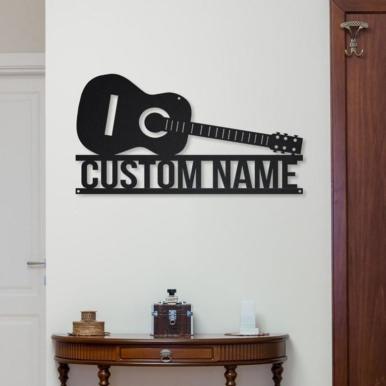 Personalized Guitar Acoustic Metal Sign Art | Guitar Acoustic Metal Wall Art | Bedroom Decor | Custom Guitar Decoration