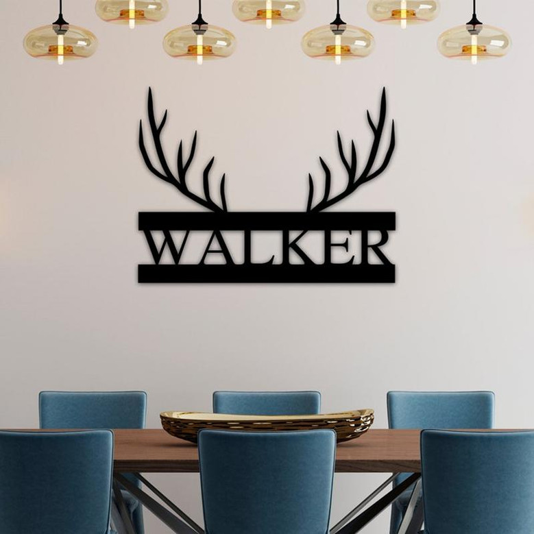 Custom Metal Deer Head Sign, wall hanging, deer sign, home decor, custom name sign, custom home decor, wall art, wildlife,Deer Antlers,gift