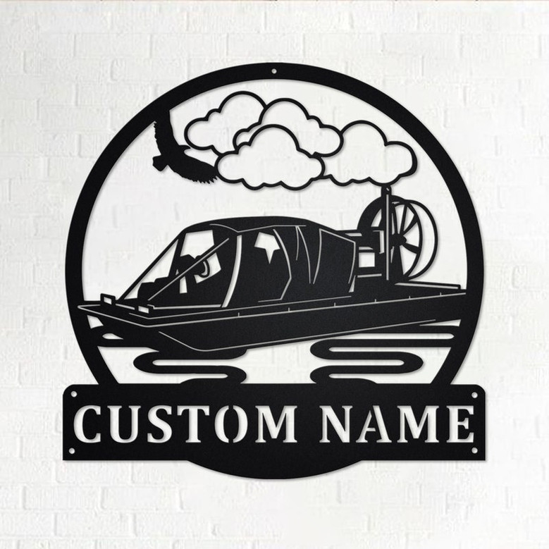 Custom Hovercraft Speed Boat Metal Wall Art, Personalized Hovercraft Speed Boat Name Sign Decoration For Room, Speed Boat Metal Home Decor