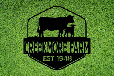 Custom Metal Farm Name Sign, Farmhouse Decor, Personalized Cow Sign, Outdoor Wall Decor