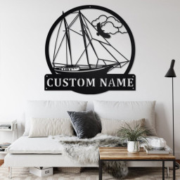 Custom Schooner Ship Metal Wall Art, Personalized Schooner Ship Name Sign Decoration For Room, Schooner Ship Metal Home Decor, Custom Ship