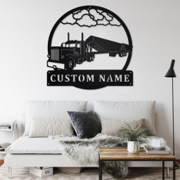 Custom Super B Grain Truck Metal Wall Art, Personalized Truck Driver Name Sign Decoration For Room, Super B Grain Truck Home Decor, Trucker