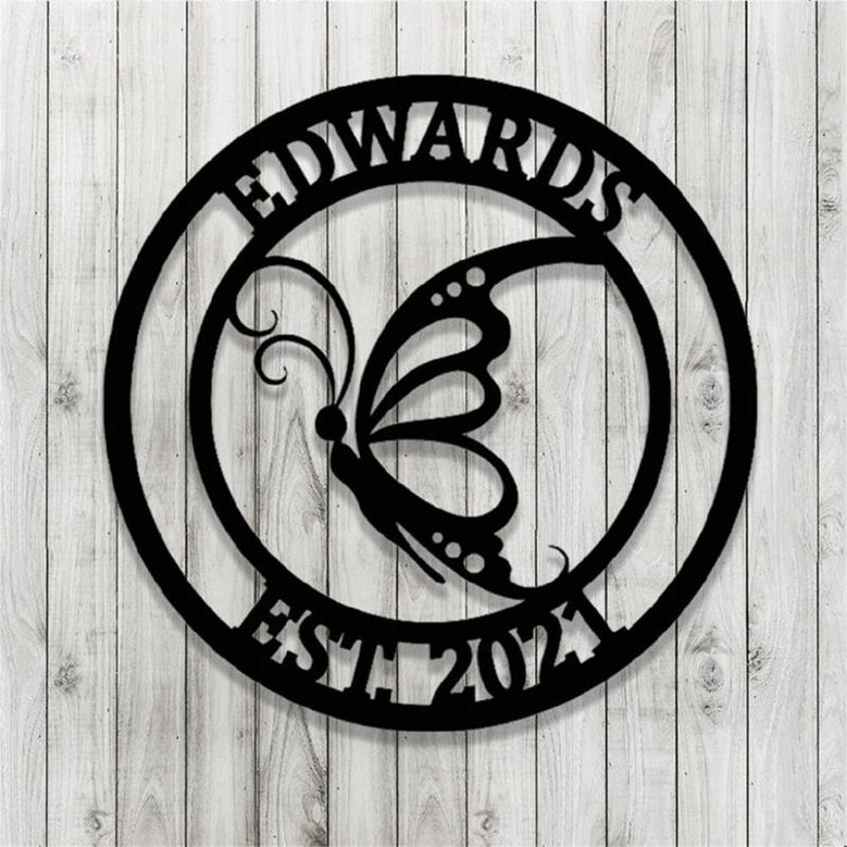Custom Butterfly Metal Sign,Personalized Garden Metal Wall Art,Custom Butterfly Name Sign