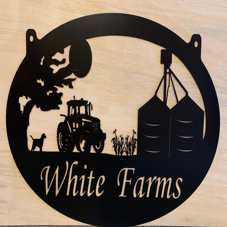 Farm Sign Grain Bin Sign 3ft Farm Sign Grain Bin Tractor Corn Stalks Metal Wall Art Metal House Sign