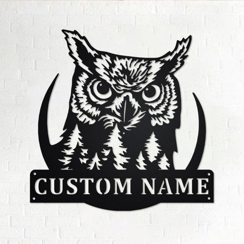 Custom Owl Metal Wall Art, Personalized Owl Name Sign Decoration For Room, Owl Home Decor, Custom Owl, Owl Metal Decor, Owl Animals Lover