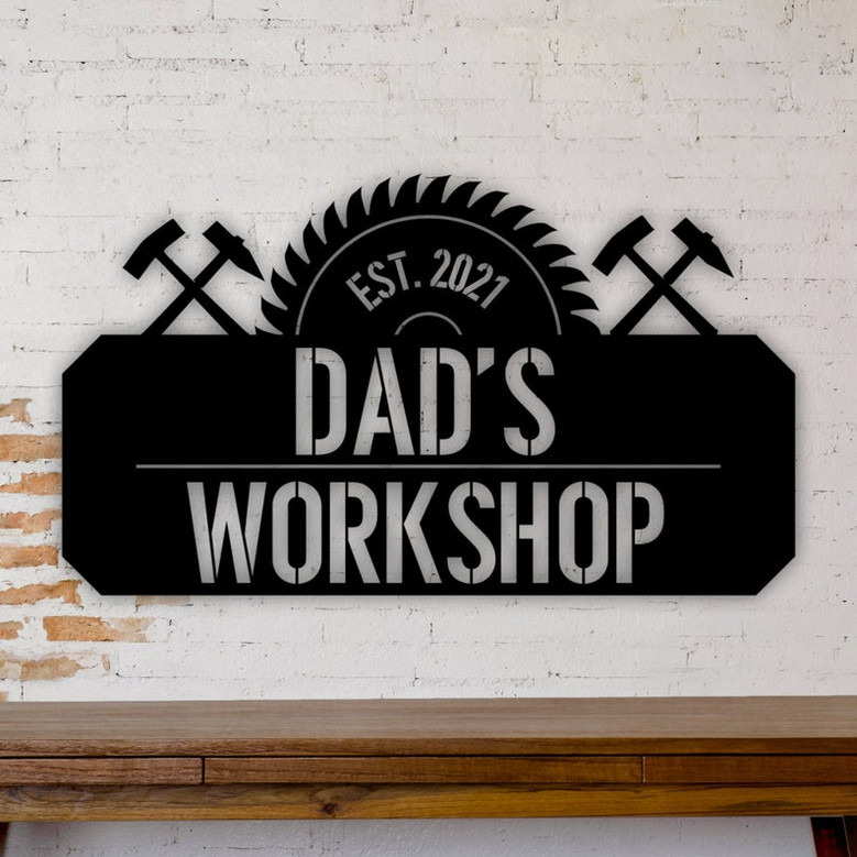 Personalized Fathers Day Sign for Dad-Papas Work Shop Metal Sign-Fathers Day Gift-Gift for Dad-Gift for Grandpa-Gift for Papa-Papaw