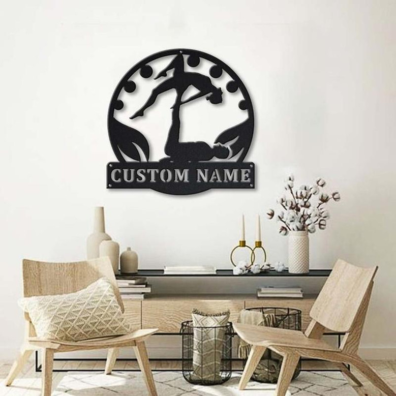 Personalized Acroyoga Monogram Metal Sign Art ,Custom Acroyoga Metal Sign, Acroyoga Lover Sign Decoration For Living Room