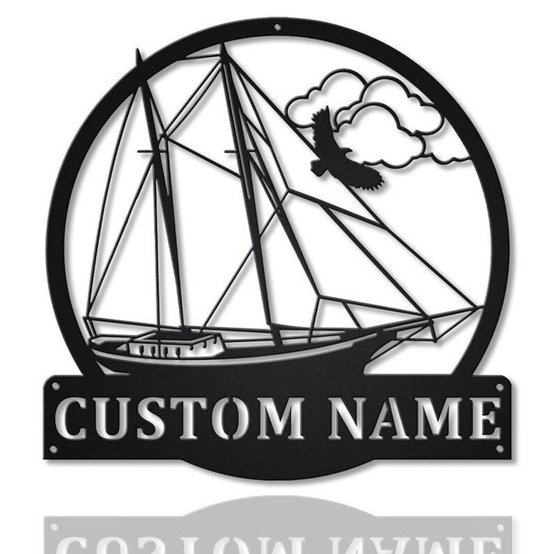 Personalized Schooner Ship Monogram Metal Sign Art | Custom Schooner Ship Metal Sign | Schooner Gifts Funny | Ship Custom Gift