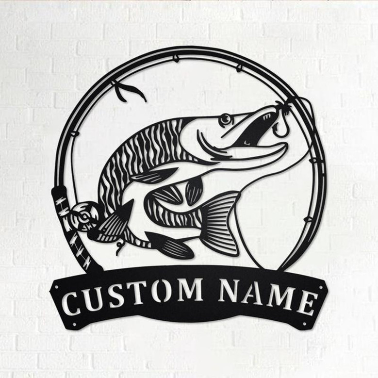 Personalized Tiger Muskellunge Fish Metal Sign | Fishing Metal Wall Art | Fishing Metal wall Decor | Fishing Lover | Custom Fishing|Fishman