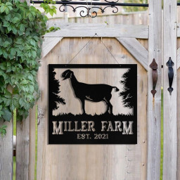 Personalized Metal Farm Sign Anglo Nubian Goat Monogram Custom Outdoor Farmhouse Front Gate Ranch Wall Decor Art Gift