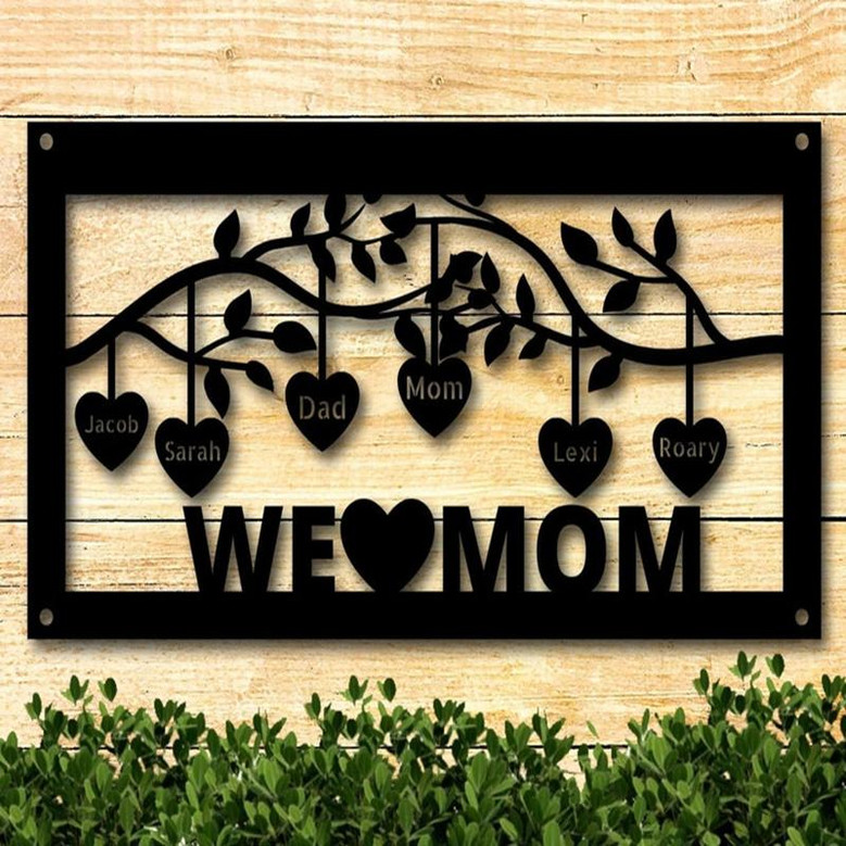 Family Tree Sign with Hanging Hearts ~ Personalized Gift ~ Family Tree ~ Hanging Hearts Sign ~ Metal Family Name Sign ~ House Warming Gift