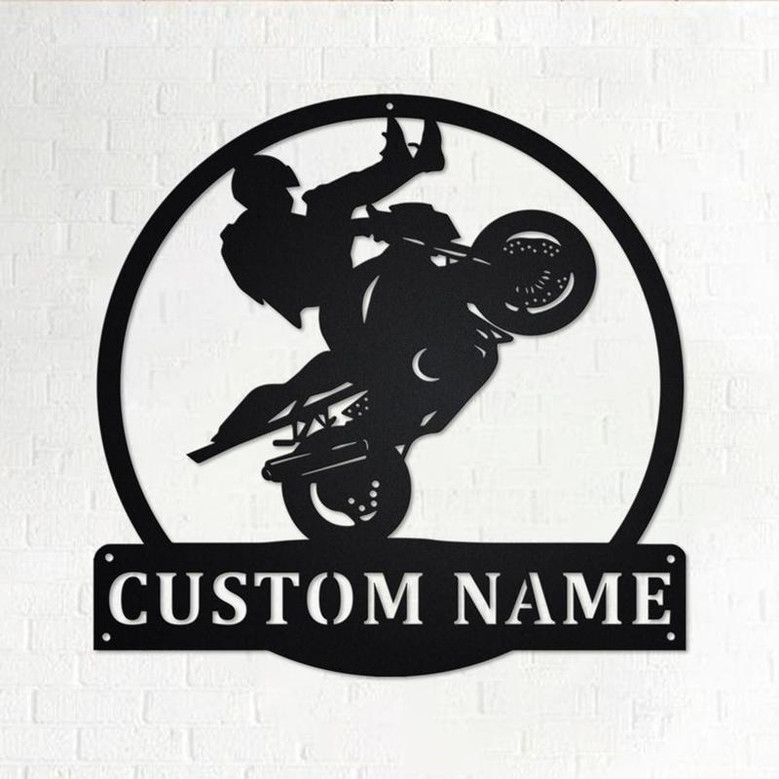 Custom Motocross Motorcycle Metal Wall Art, Personalized Biker Name Sign Decoration For Room, Motorcycle Metal Home Decor, Custom Motocross