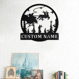 Custom Christmas Scene Metal Wall Art, Personalized Christmas Scene Name Sign Decoration For Room,Christmas Scene Home Decor, Christmas Gift