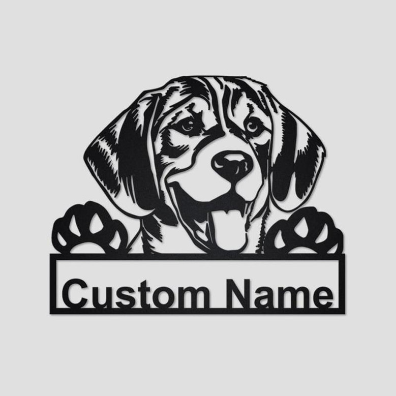 Personalized Beagle Dog Cut Metal Sign, Dog Lover Metal Wall Art, Laser Cut Metal Signs Beagle Dog