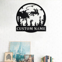 Custom Christmas Scene Metal Wall Art, Personalized Christmas Scene Name Sign Decoration For Room,Christmas Scene Home Decor, Christmas Gift