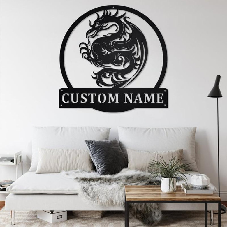 Custom Dragon Metal Wall Art, Personalized Dragon Name Sign Decoration For Room, Dragon Home Decor, Custom Dragon, Dragon Lover, Dragon