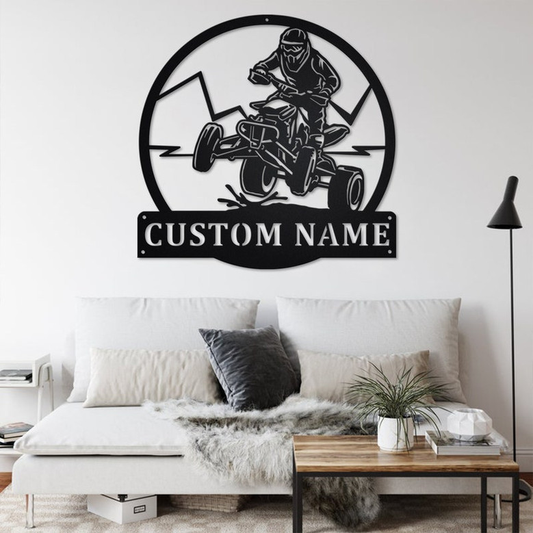 Custom ATV Rider Metal Wall Art, Personalized ATV Rider Name Sign Decoration For Room, Squad Biker Home Decor, Custom ATV Rider, Squad Biker