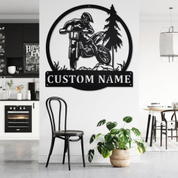 Custom Motocross Rider Metal Wall Art, Personalized Biker Name Sign Decoration For Room, Motorcycle Metal Home Decor, Custom Motocross Rider