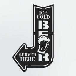 Ice Cold Beer Served Here Bar Sign, Metal Bar Decor