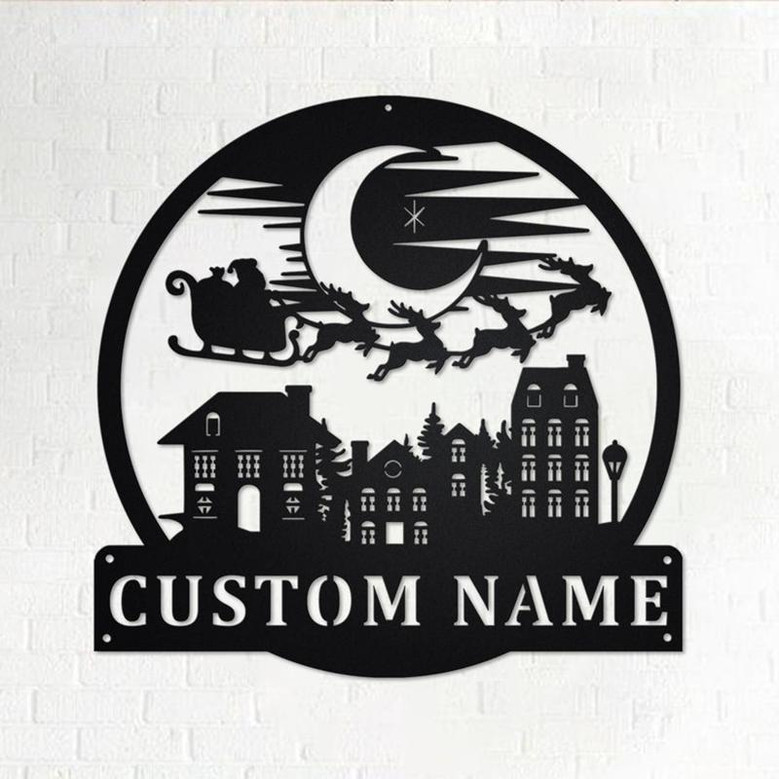 Custom Santa Claus Merry Christmas Metal Wall Art, Personalized Santa Claus Name Sign Decoration For Room, Santa Claus Home Decor, Xmas Gift