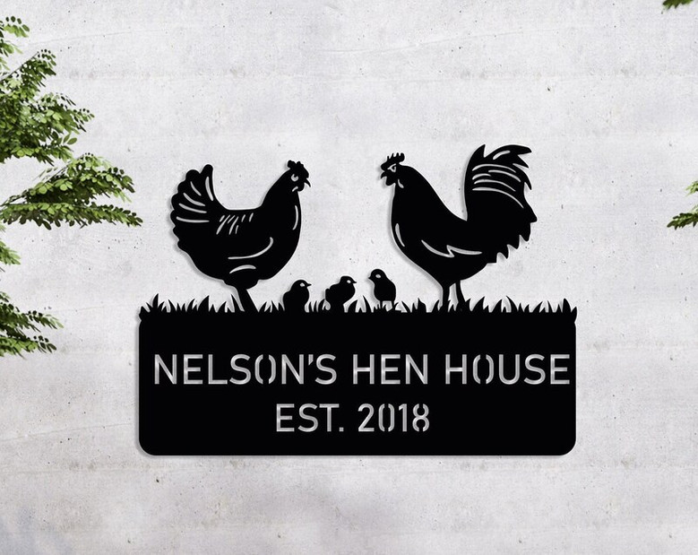Custom Metal Chicken Wall Sign, Personalized Chicken Farm Sign, Chick Wall Sign, Barn Wall Decor