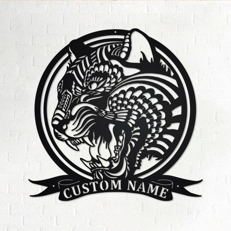 Custom Zentangle Tiger Metal Wall Art, Personalized Tiger Name Sign Decoration For Room, Tiger Metal Home Decor, Custom Zentangle Tiger