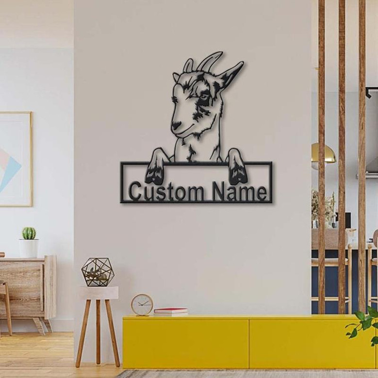 Personalized Goat Farm Monogram Metal Sign Art , Custom Goat Farmer Metal Sign