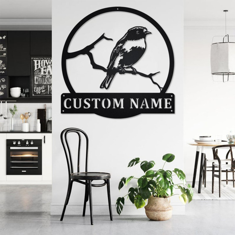 Custom Australasian Robin Bird Metal Wall Art, Personalized Australasian Robin Name Sign Decoration For Room, Australasian Robin Home Decor