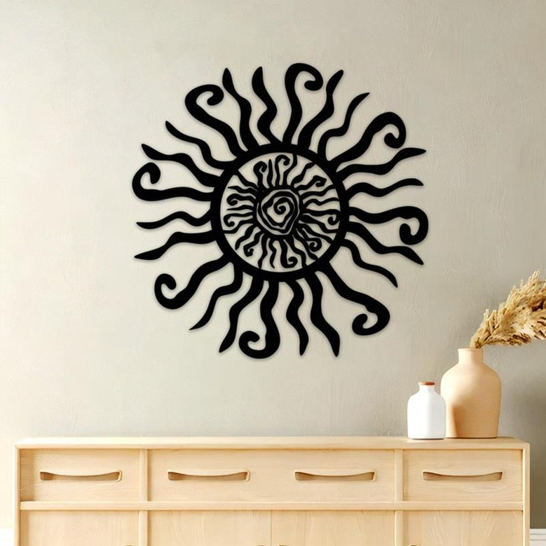 Wacky Sun Metal Wall Art, Whimsical Spiral Sun, Housewarming Gift, Family Gift