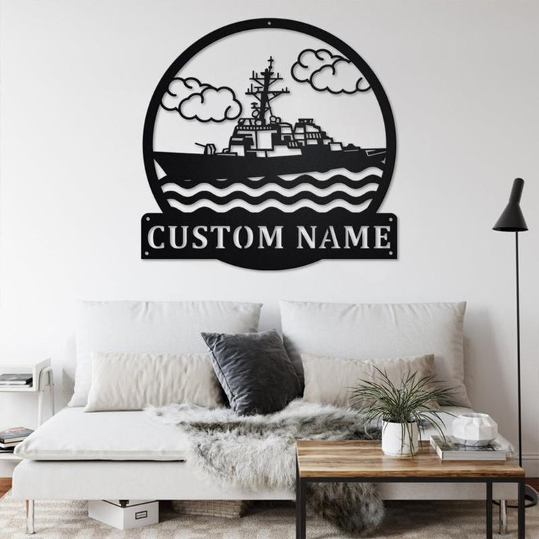 Custom Destroyer Ship Metal Wall Art, Personalized Destroyer Ship Name Sign Decoration For Room, Destroyer Ship Metal Home Decor