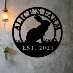 Rabbit Sign Rabbit Farm Custom Family Name Steel Art Ranch Sign Family Name Sign Custom Metal Sign Cabin Decor