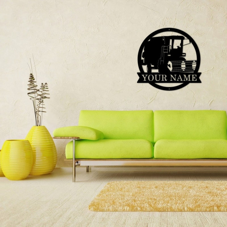 Personalized Harvester Farm Tractor Metal Sign Art, Custom Harvester Farm Tractor, Monogram Metal Sign, Job Gift, Decor Decoration