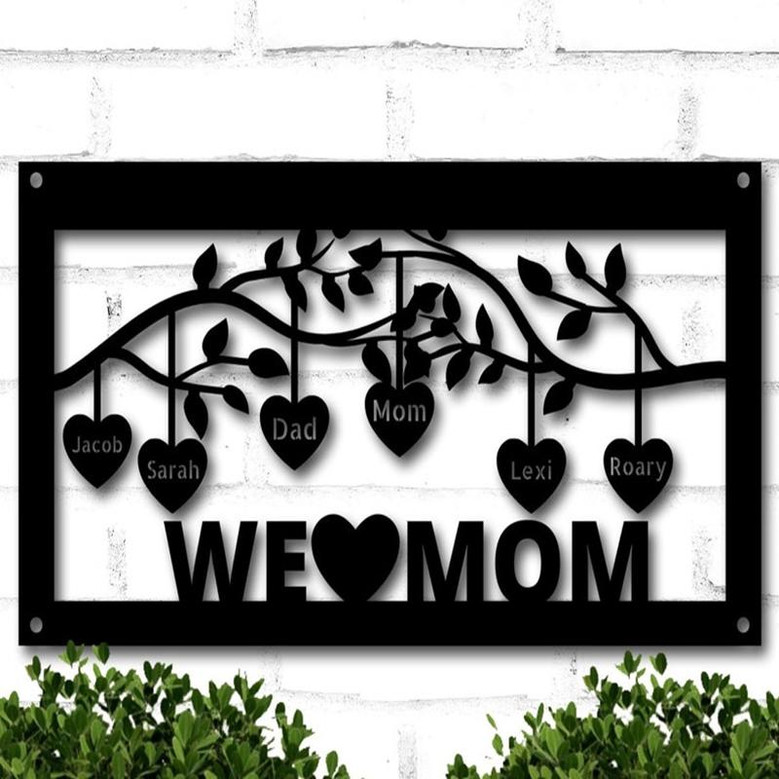 Hanging Heart Personalized Family Name Sign, Gift for Grandma, Custom Gift for Mom, Gift From Kids, Gift for Parents, Hanging Hearts Names