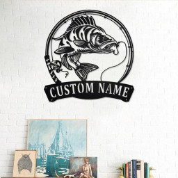 Personalized Perch Fish Metal Sign | Fishing Metal Wall Art | Fishing Metal wall Decor | Fishing Lover | Custom Fishing| Fishman| Perch Fish