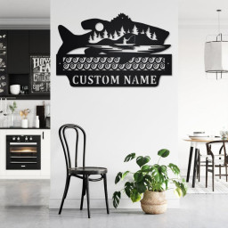 Custom Fishing Outdoor Metal Wall Art, Personalized Fisherman Name Sign Decoration For Room, Fishing Metal Home Decor, Custom Fishing