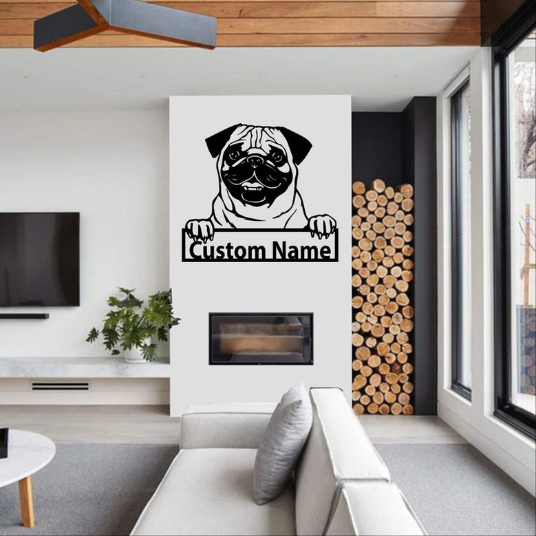 Personalized Pug Dog Metal Sign | Metal Wall Art | Farmhouse Decor | Office Wall Art | Housewarming Outdoor Metal Sign